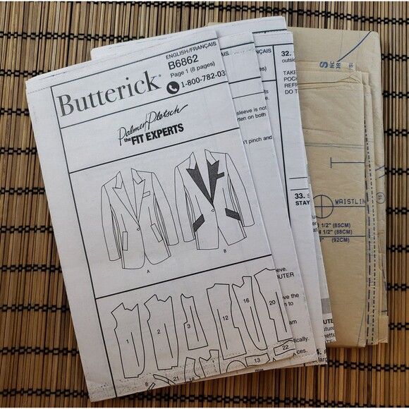 Misses Jacket Sewing Pattern Butterick B6862, Classic Blazer Structured Coat - Picture 5 of 5